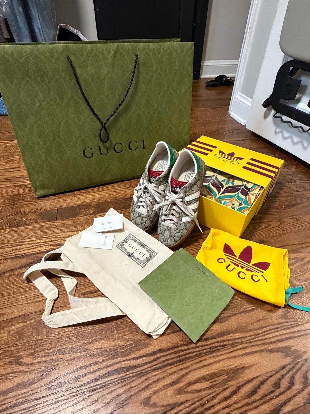 Gucci Kids GG Supreme Sneakers with Red Tongue and Green Heel Accents